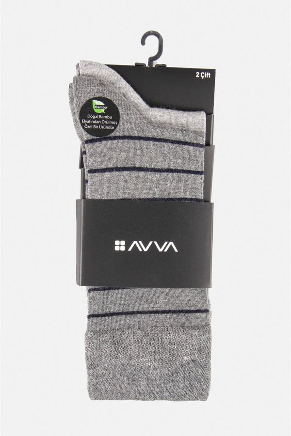 Avva Avva Men's Anthracite-gray Plain/patterned 2-pack Bamboo Cleat Socks