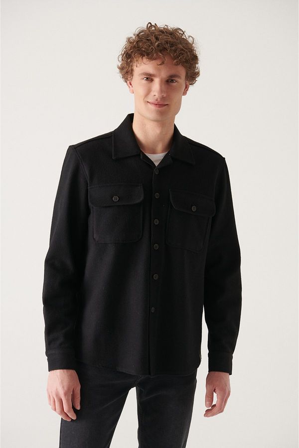 Avva Avva Men's Black Cotton Lightweight Comfort Fit Casual Cut Jacket Coat