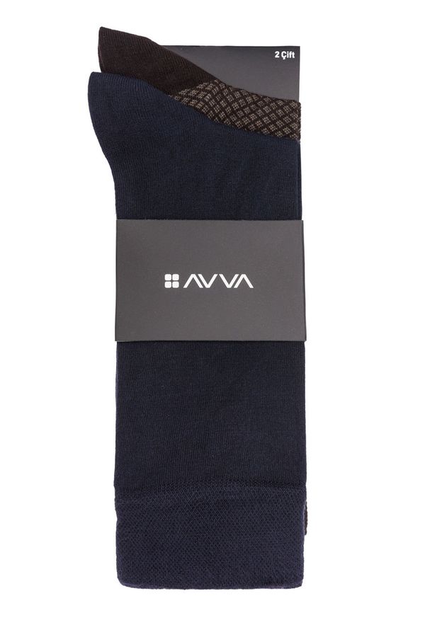 Avva Avva Men's Brown Patterned 2-Piece Socks