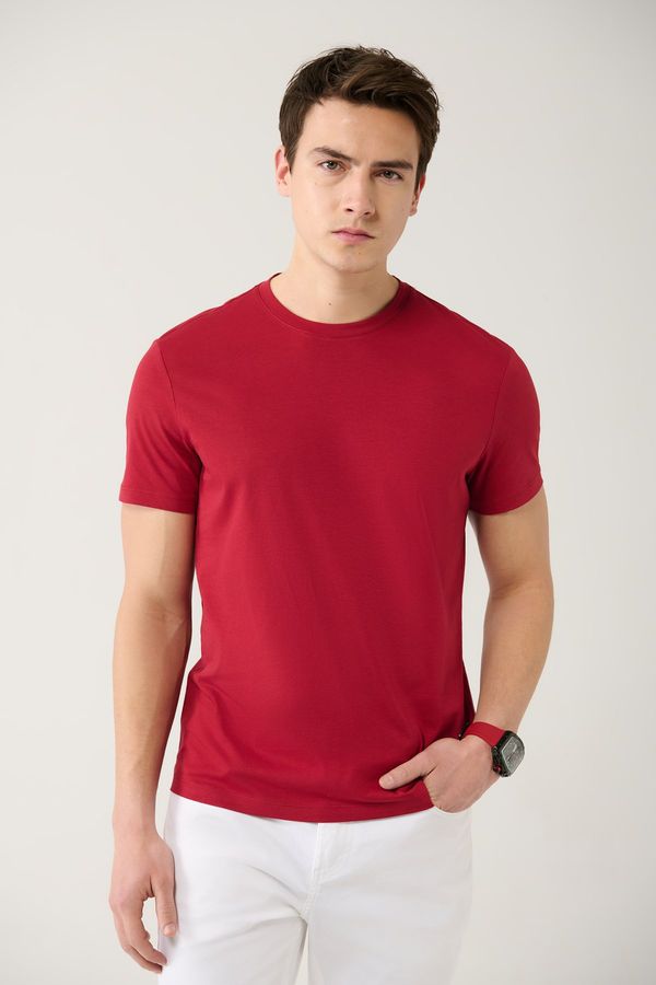 Avva Avva Men's Claret Red 100% Cotton Breathable Crew Neck Regular Fit T-shirt