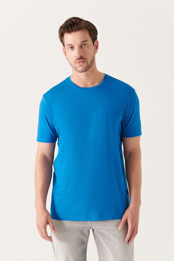 Avva Avva Men's Dark Blue Ultrasoft Crew Neck Cotton Slim Fit Slim Fit T-shirt