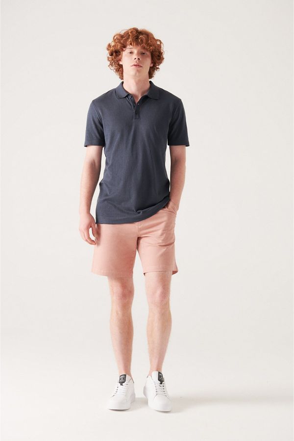 Avva Avva Men's Dried Rose Textured Cotton Shorts