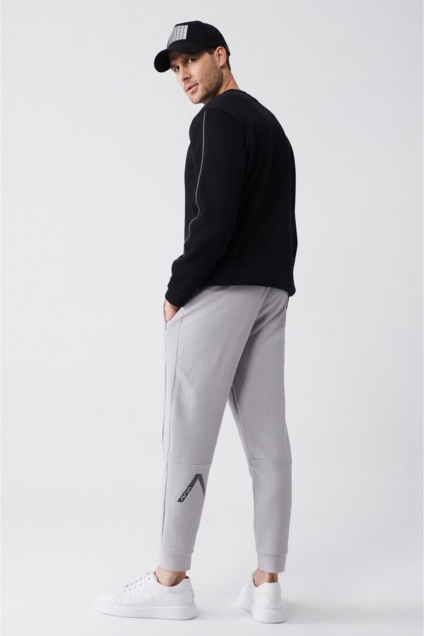 Avva Avva Men's Gray Breathable Regular Fit Printed Jogger Sweatpants A