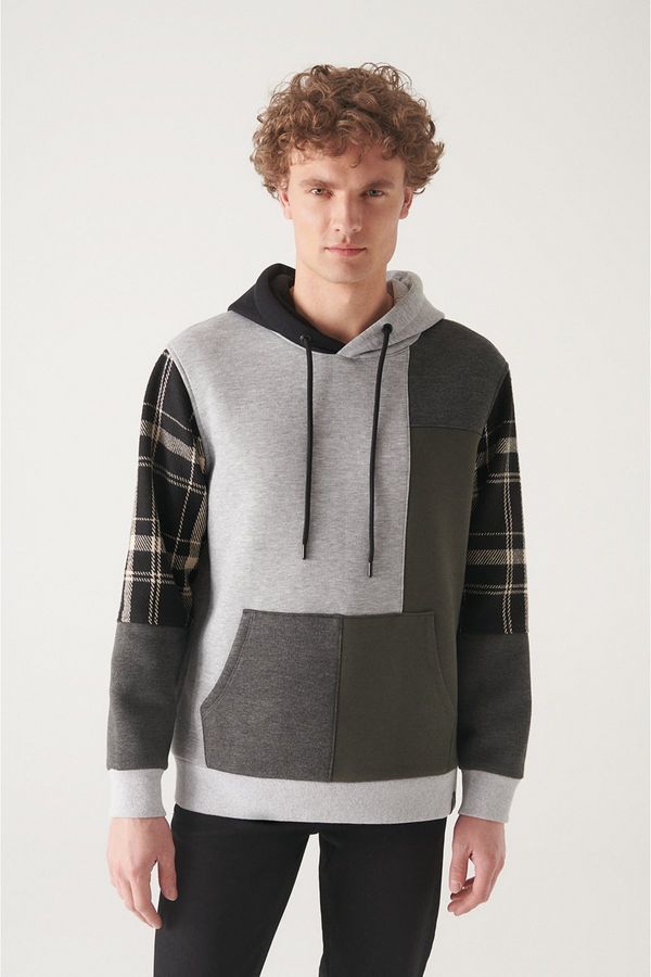 Avva Avva Men's Gray Hooded 100% Cotton Multi-Piece Regular Fit Sweatshirt