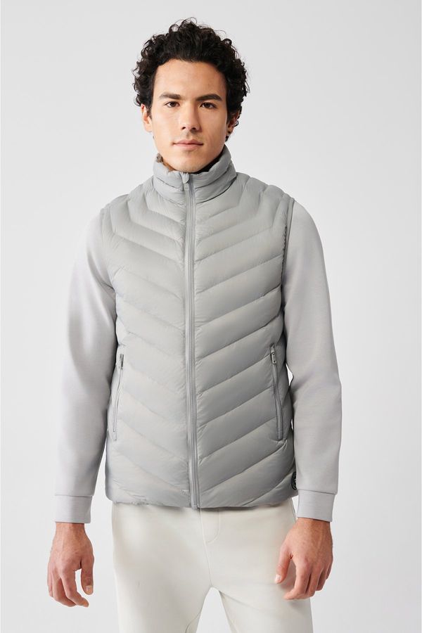 Avva Avva Men's Gray Puffer Vest Goose Feather Water Repellent Windproof Comfort Fit