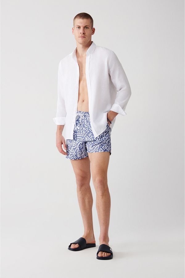Avva Avva Men's Gray Quick Dry Geometric Print Standard Size Special Box Swimsuit Sea Shorts