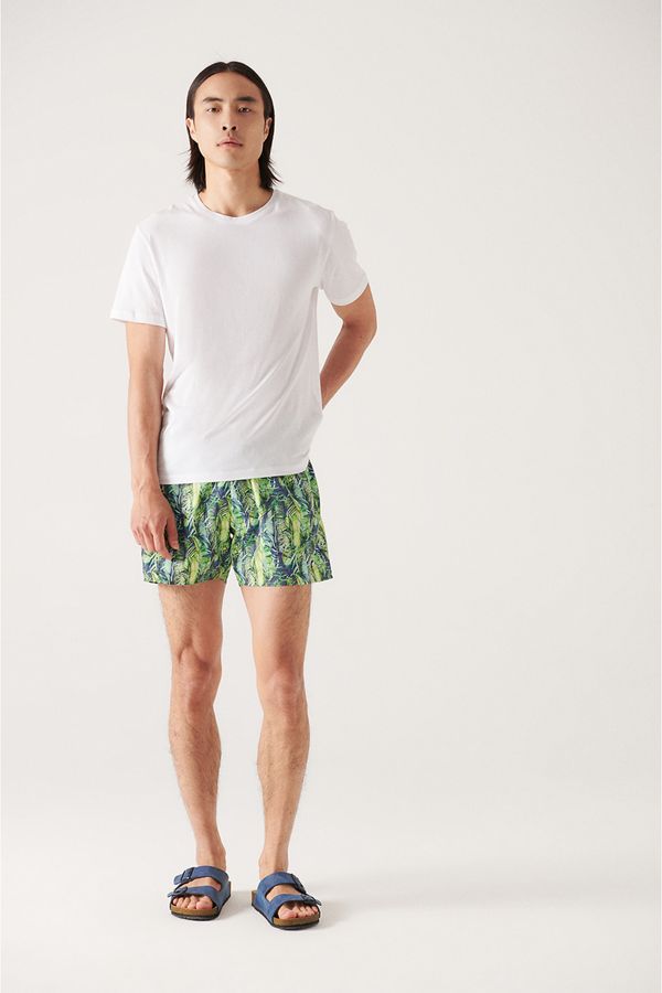 Avva Avva Men's Green Printed Swim Shorts