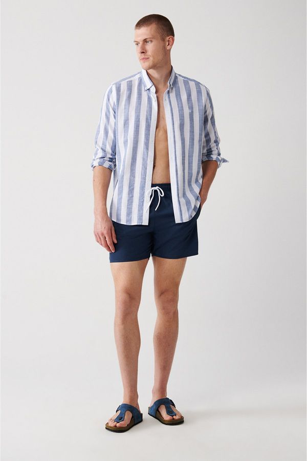 Avva Avva Men's Indigo Quick-Drying Printed Swimwear in a Standard Size Marine Shorts