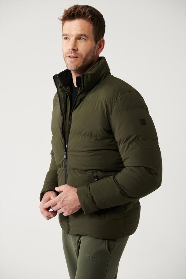 Avva Avva Men's Khaki Down Jacket High Neck Water Repellent Windproof Quilted Comfort Fit