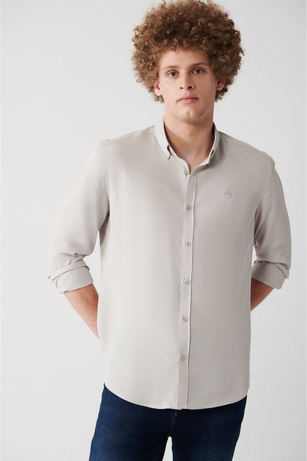 Avva Avva Men's Light Gray Buttoned Collar Slim Fit Slim Fit Shirt