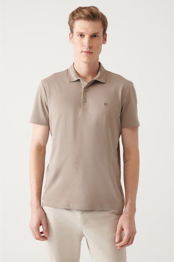 Avva Avva Men's Mink 100% Cotton Regular Fit 3 Button Roll-Up Polo T-shirt