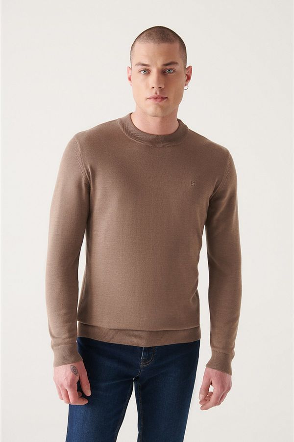 Avva Avva Men's Mink Half Turtleneck Standard Fit Normal Cut Knitwear Sweater