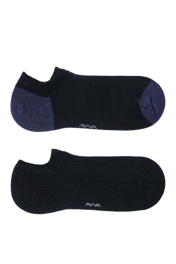 Avva Avva Men's Navy Blue 2-Pack Booties Socks