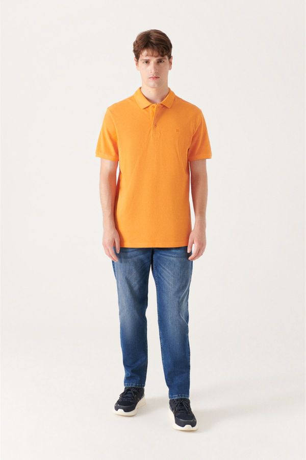 Avva Avva Men's Orange 100% Cotton Cool Keeping Regular Fit Polo Neck T-shirt