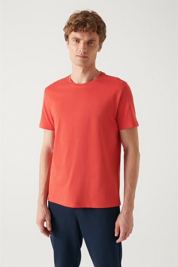 Avva Avva Men's Red 100% Cotton Breathable Crew Neck Standard Fit Regular Cut T-shirt