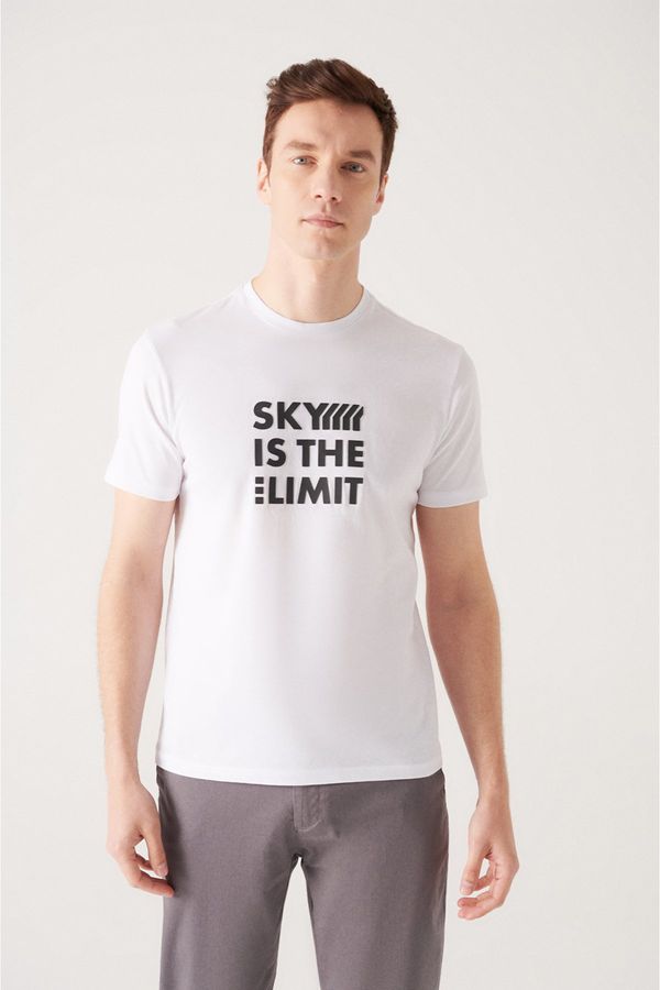 Avva Avva Men's White Crew Neck Printed T-shirt