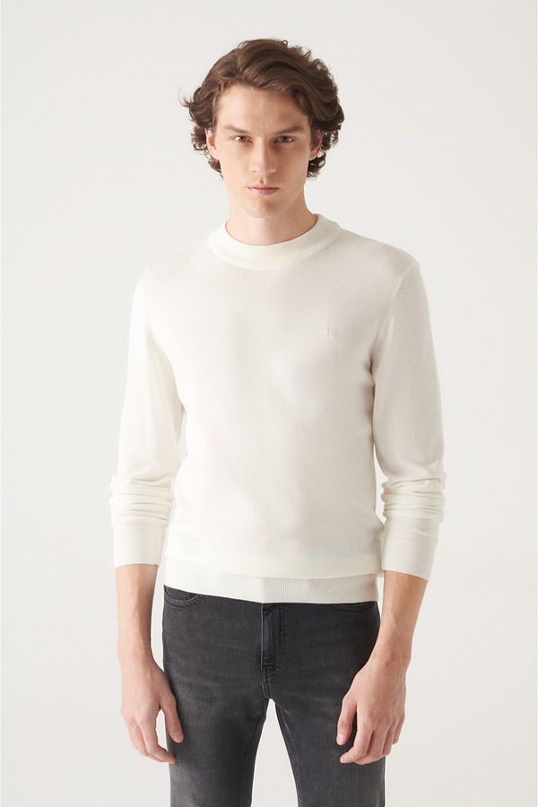 Avva Avva Men's White Half Turtleneck Standard Fit Normal Cut Knitwear Sweater