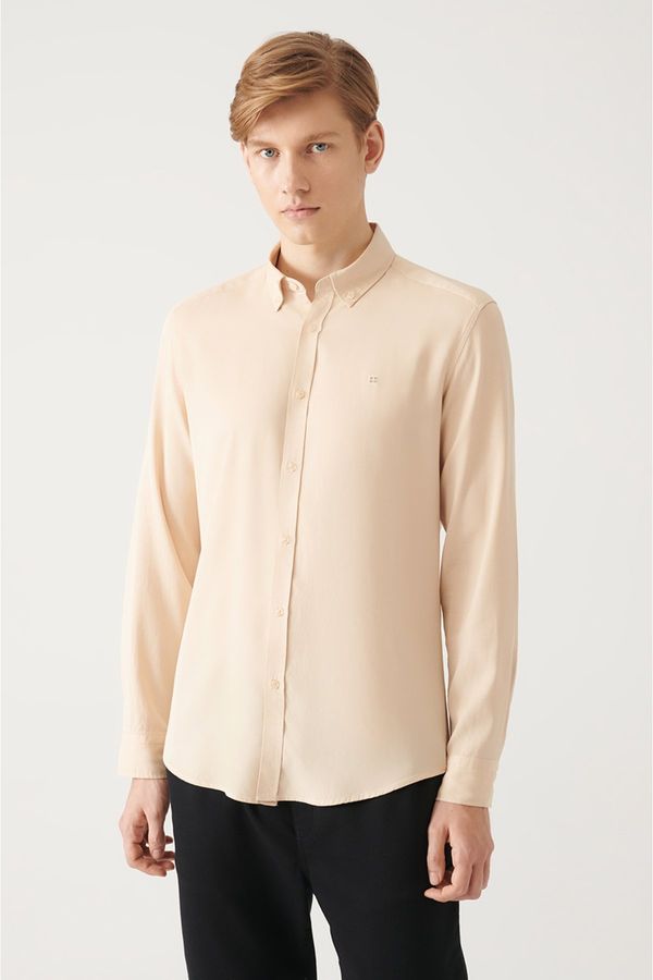 Avva Avva Mink Button Collar Comfort Fit Tencel Shirt