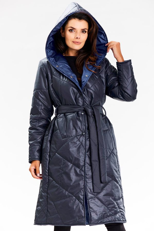 Awama Awama Woman's Coat A686 Navy Blue