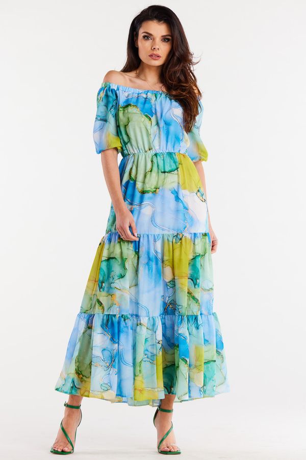 Awama Awama Woman's Dress A504 Blue/Pattern