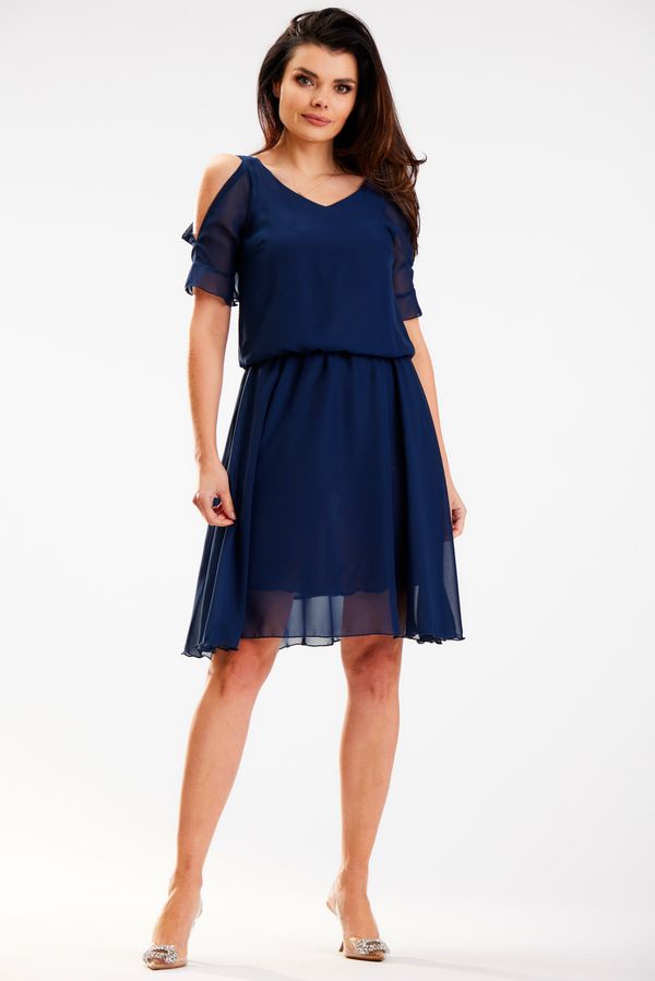 Awama Awama Woman's Dress A572 Navy Blue