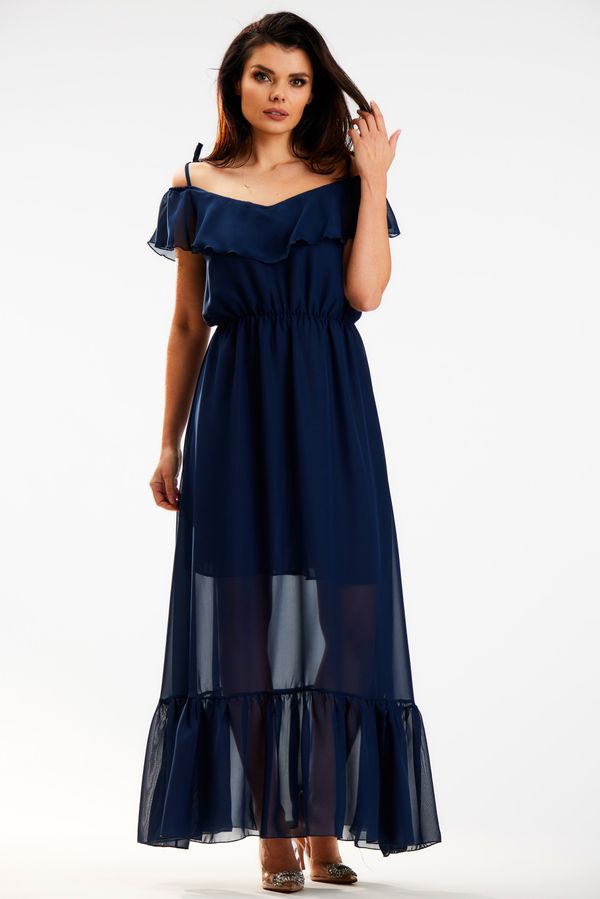 Awama Awama Woman's Dress A573 Navy Blue