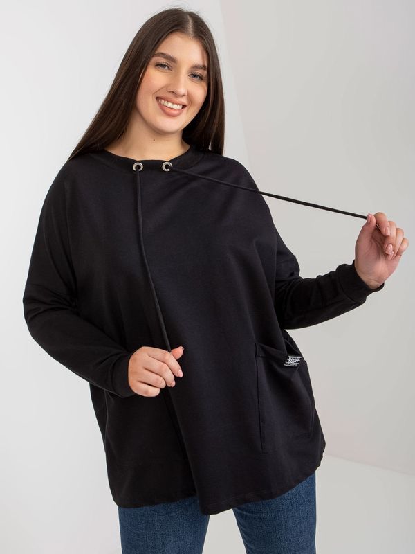 Fashionhunters Basic Black Cotton Sweatshirt Plus Sizes