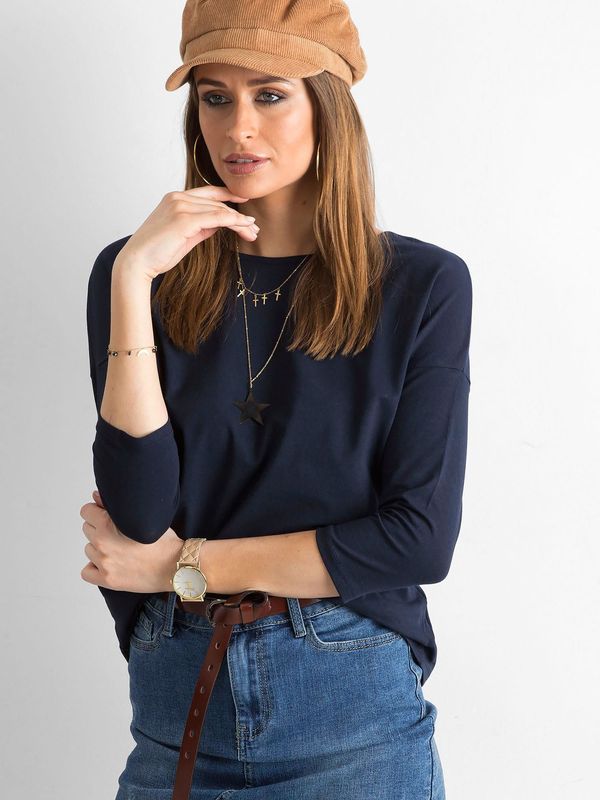 Fashionhunters Basic blouse with 3/4 sleeves dark blue