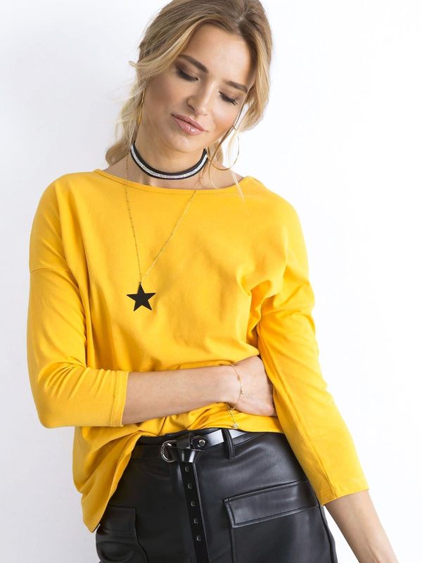 Fashionhunters Basic blouse with 3/4 sleeves, dark yellow