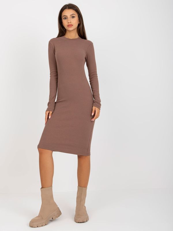 Fashionhunters Basic brown striped dress