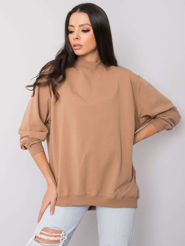 Fashionhunters Basic cotton camel sweatshirt