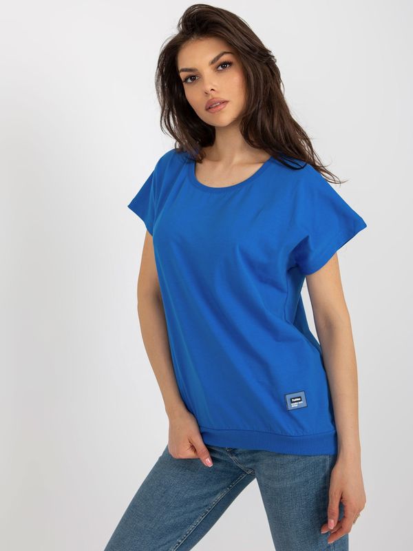 Fashionhunters Basic dark blue helenka with short sleeves