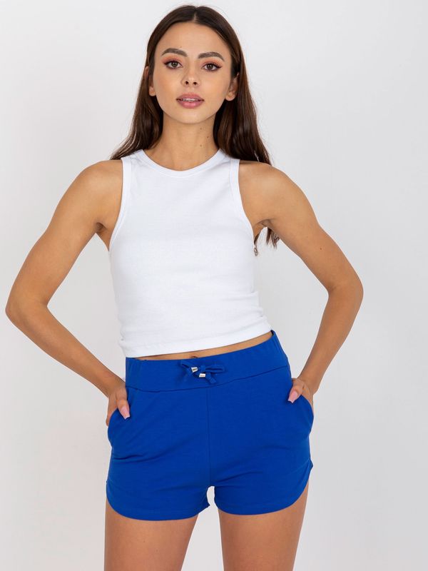 Fashionhunters Basic dark blue sweatpants with high waist