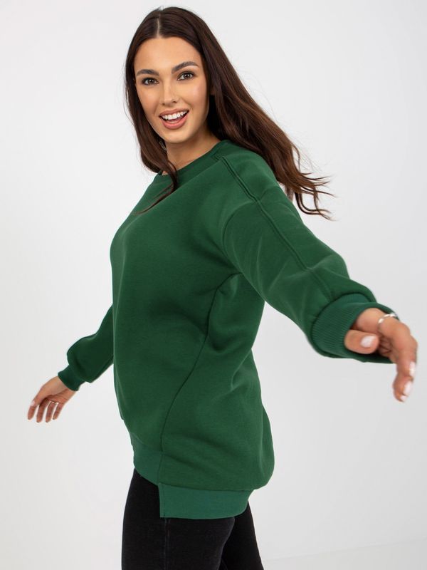 Fashionhunters Basic dark green sweatshirt