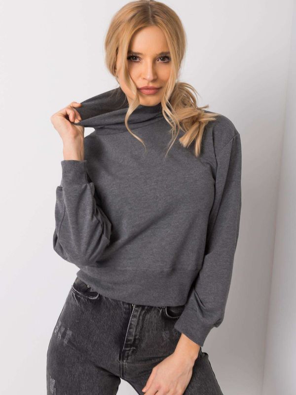 Fashionhunters Basic dark grey turtleneck sweatshirt