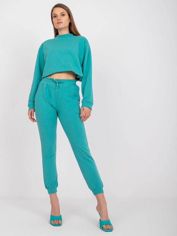 Fashionhunters Basic dusty green sweatpants with tie detail