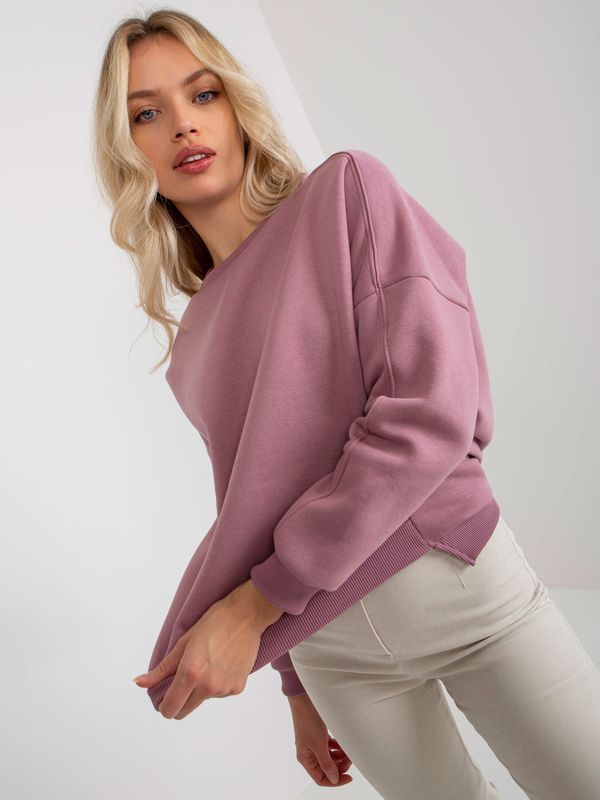 Fashionhunters Basic Dusty Pink Cotton Loose-fitting Sweatshirt