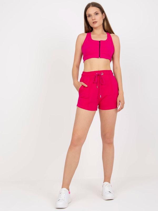 Fashionhunters Basic fuchsia sweatpants with binding RUE PARIS