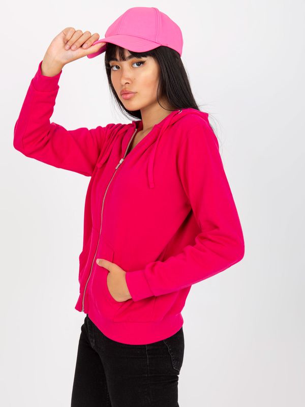 Fashionhunters Basic fuchsia sweatshirt with pockets