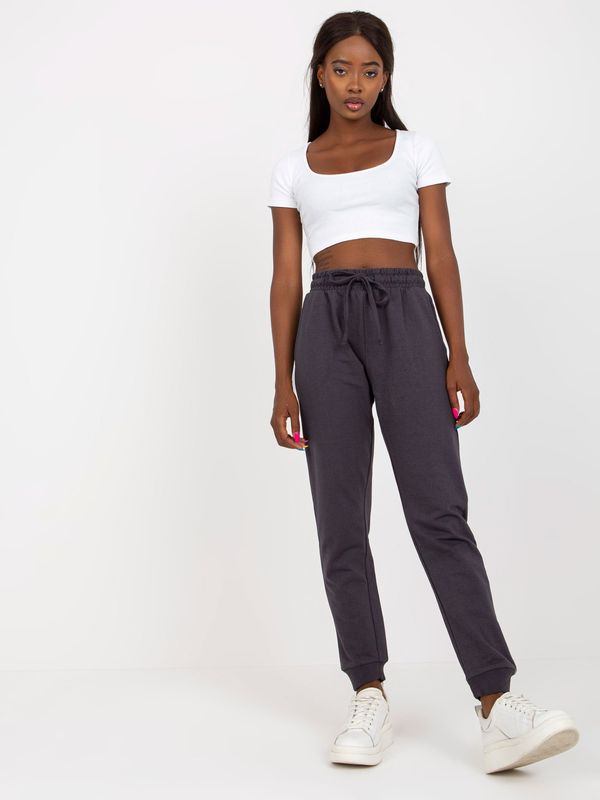 Fashionhunters Basic graphite sweatpants with high waist