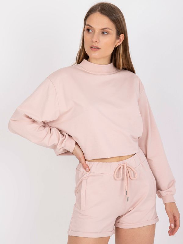 Fashionhunters Basic light pink sweatpants with high waist