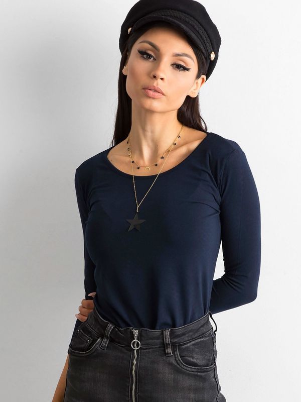 Fashionhunters Basic navy blue cotton blouse