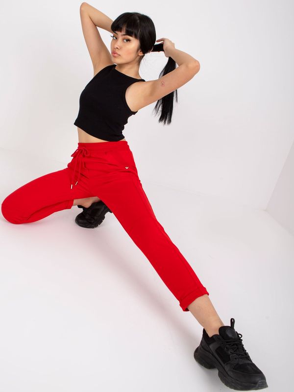 Fashionhunters Basic red sweatpants with pockets