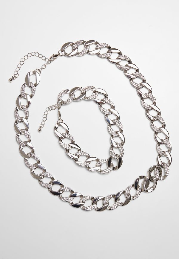 Urban Classics Basic set of necklace and bracelet - silver color