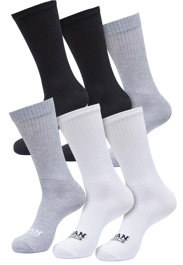 Urban Classics Basic socks 6-pack black+black+white+white+grey melange+grey melange