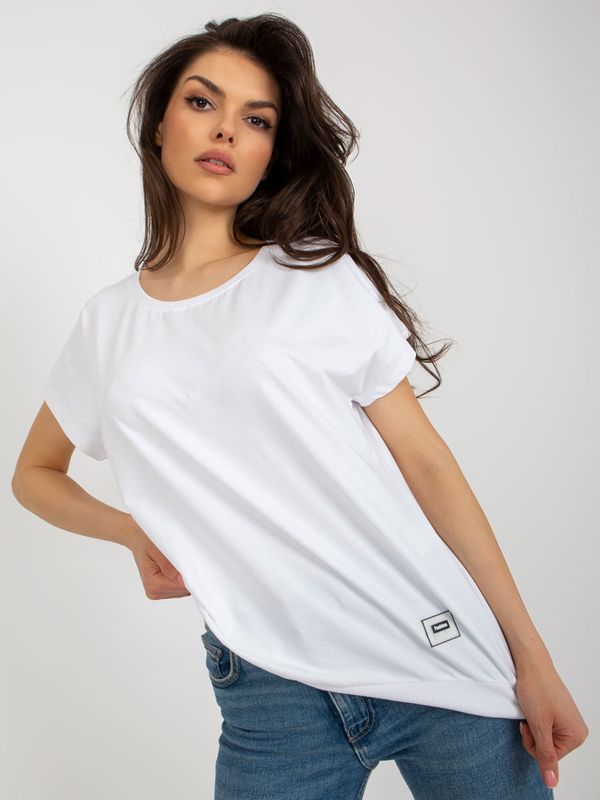 Fashionhunters Basic white cotton blouse for everyday use