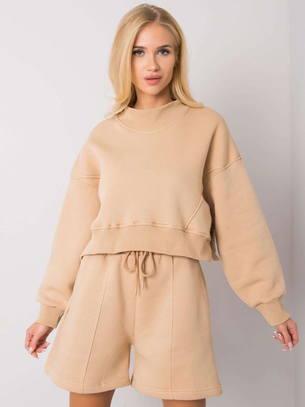 Fashionhunters Basic women's camel sweatshirt