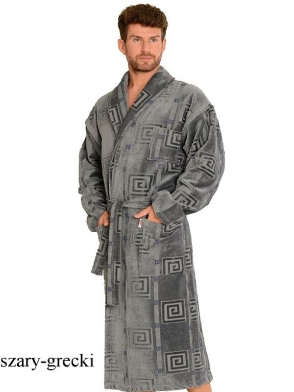 De Lafense Bathrobe De Lafense 803 M-2XL men's grey-greek 092