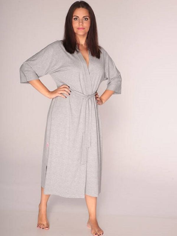 De Lafense Bathrobe De Lafense 892 Visa long 3XL-4XL women's melange light 065