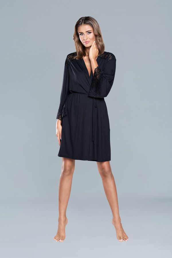Italian Fashion Bathrobe Inspiration 3/4 sleeve - black